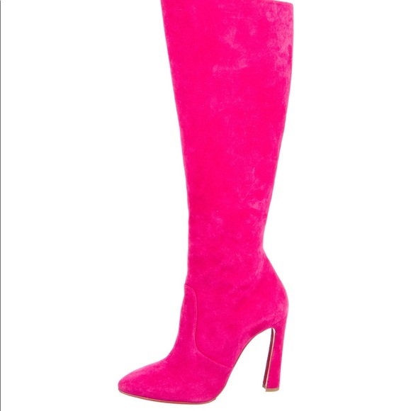 Christian Louboutin Shoes | Christian Louboutin Pink Eleonor Botta 100 Suede Boots Pink - Size 8.5 | Color: Pink | Size: 8.5 | Flickeringfreak's